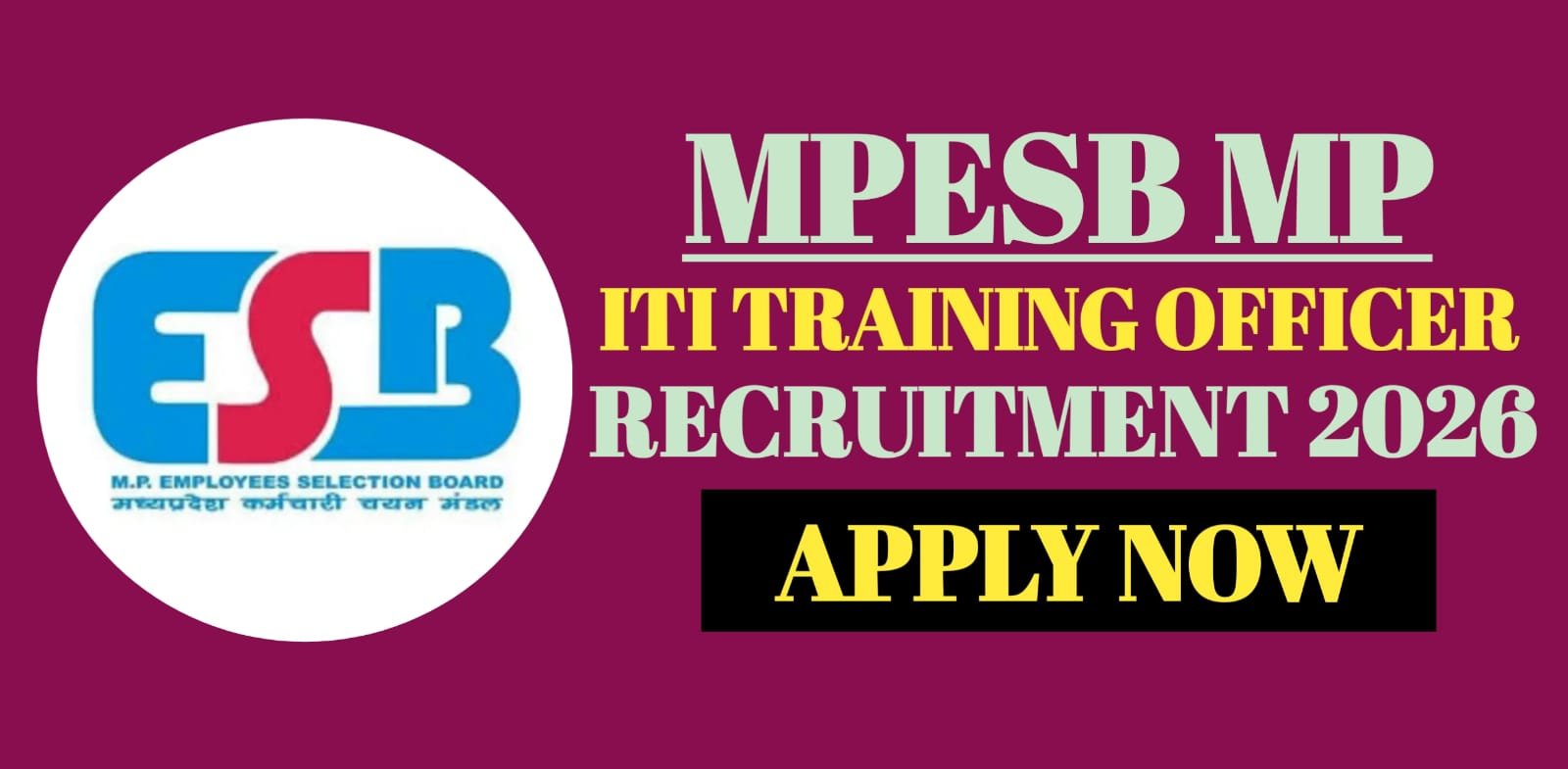 MPESB MP ITI Training Officer Recruitment 2026
