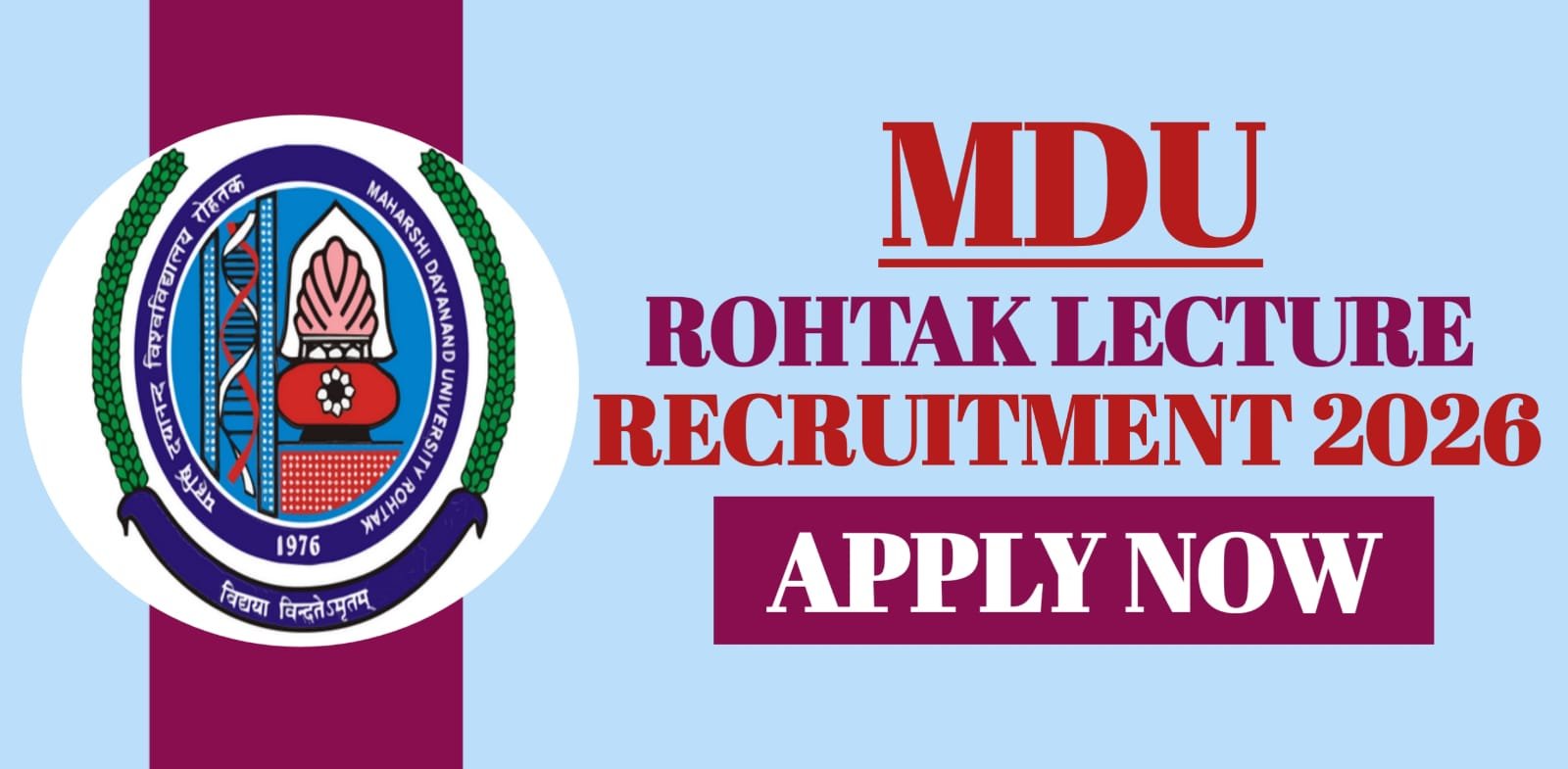 MDU Rohtak Lecture Recruitment 2026