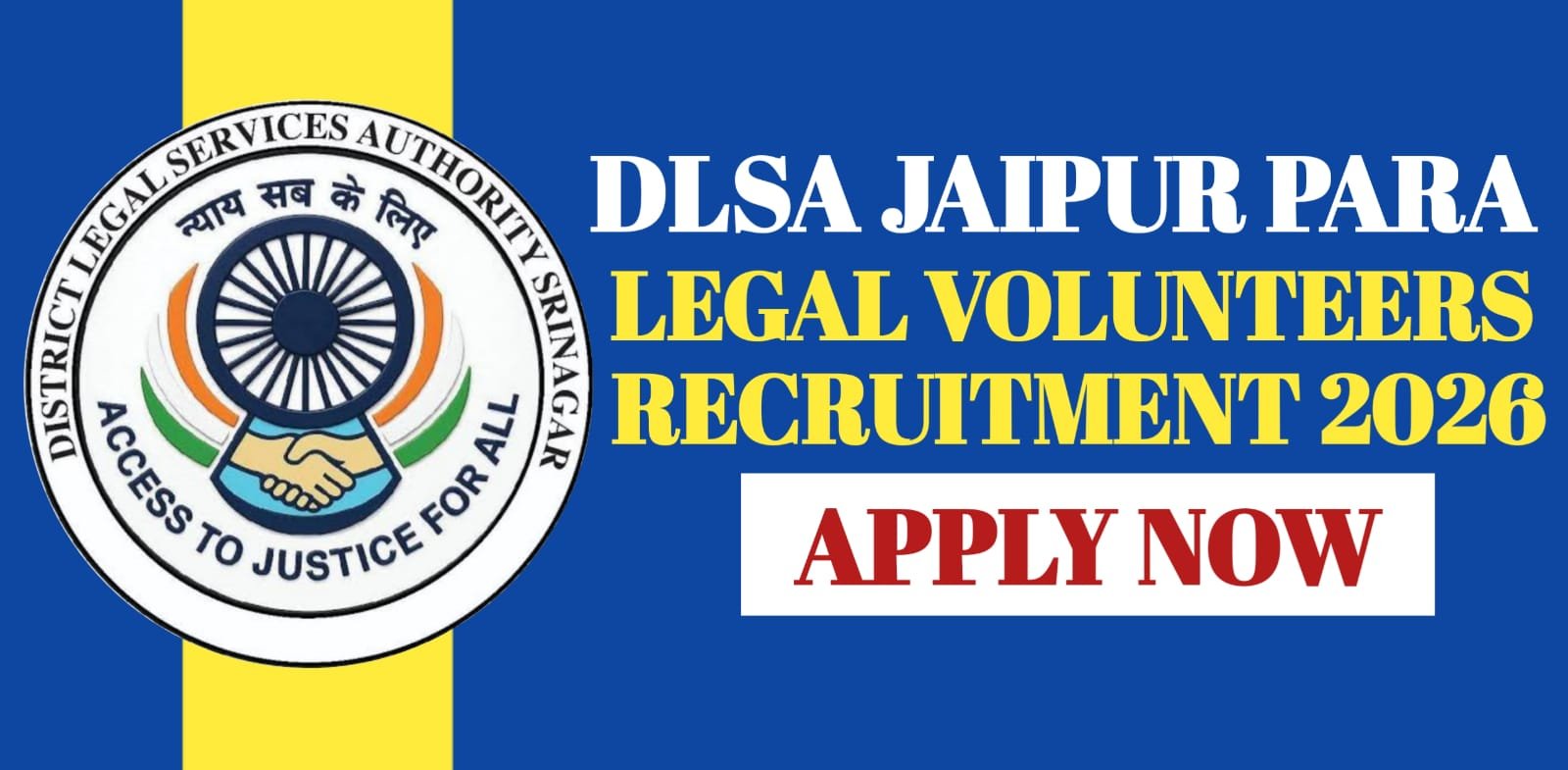DLSA Jaipur Para Legal Volunteers Recruitment 2026 | Apply