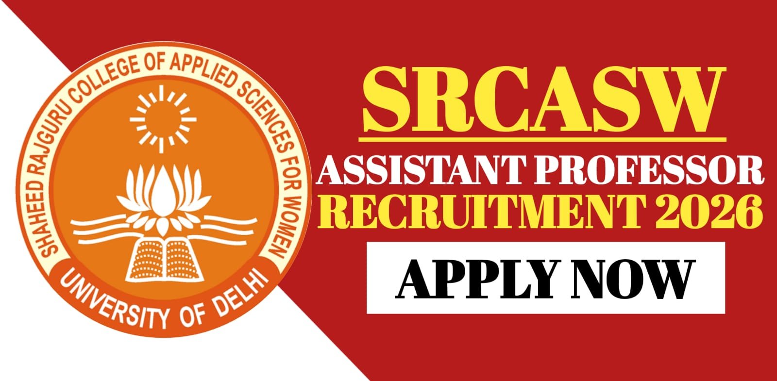 SRCASW Assistant Professor Recruitment 2026 | Apply