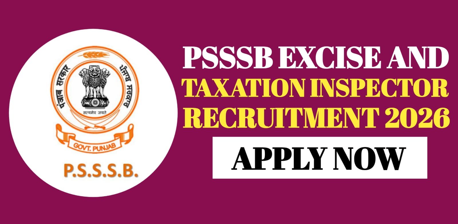 PSSSB Excise and Taxation Inspector Recruitment 2026