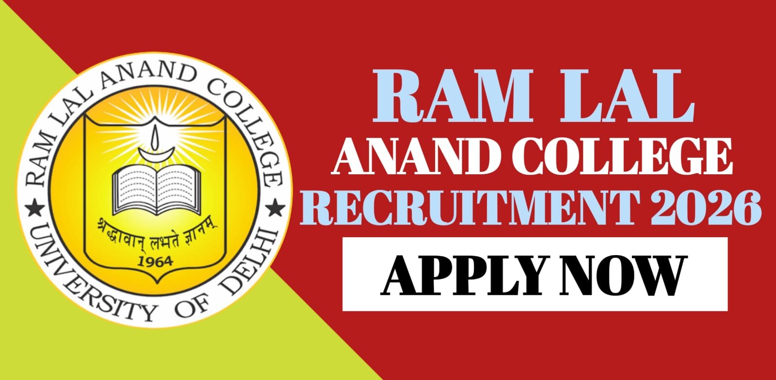 Ram Lal Anand College Recruitment 2026