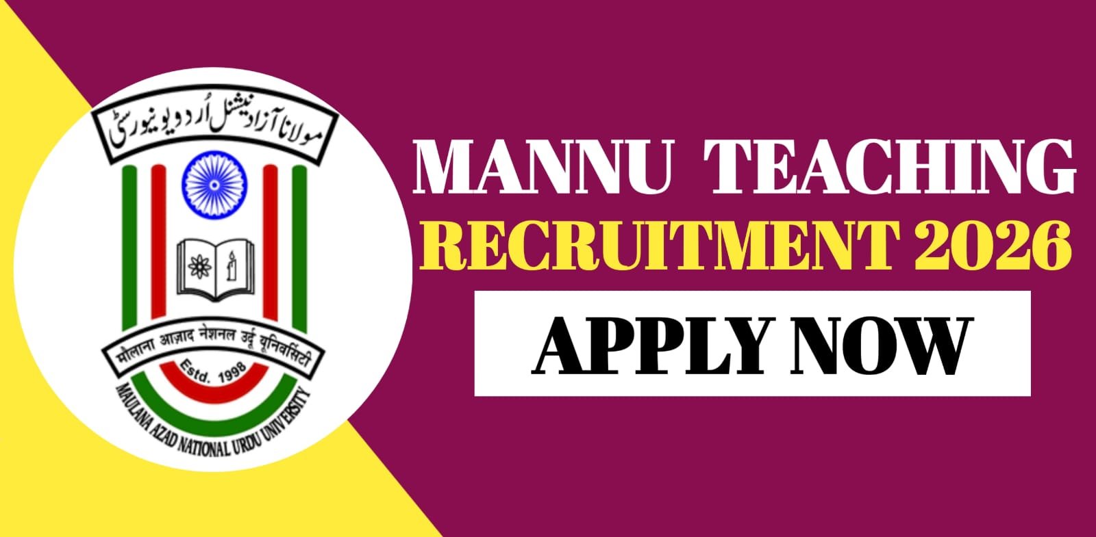 MANUU Teaching Recruitment 2026