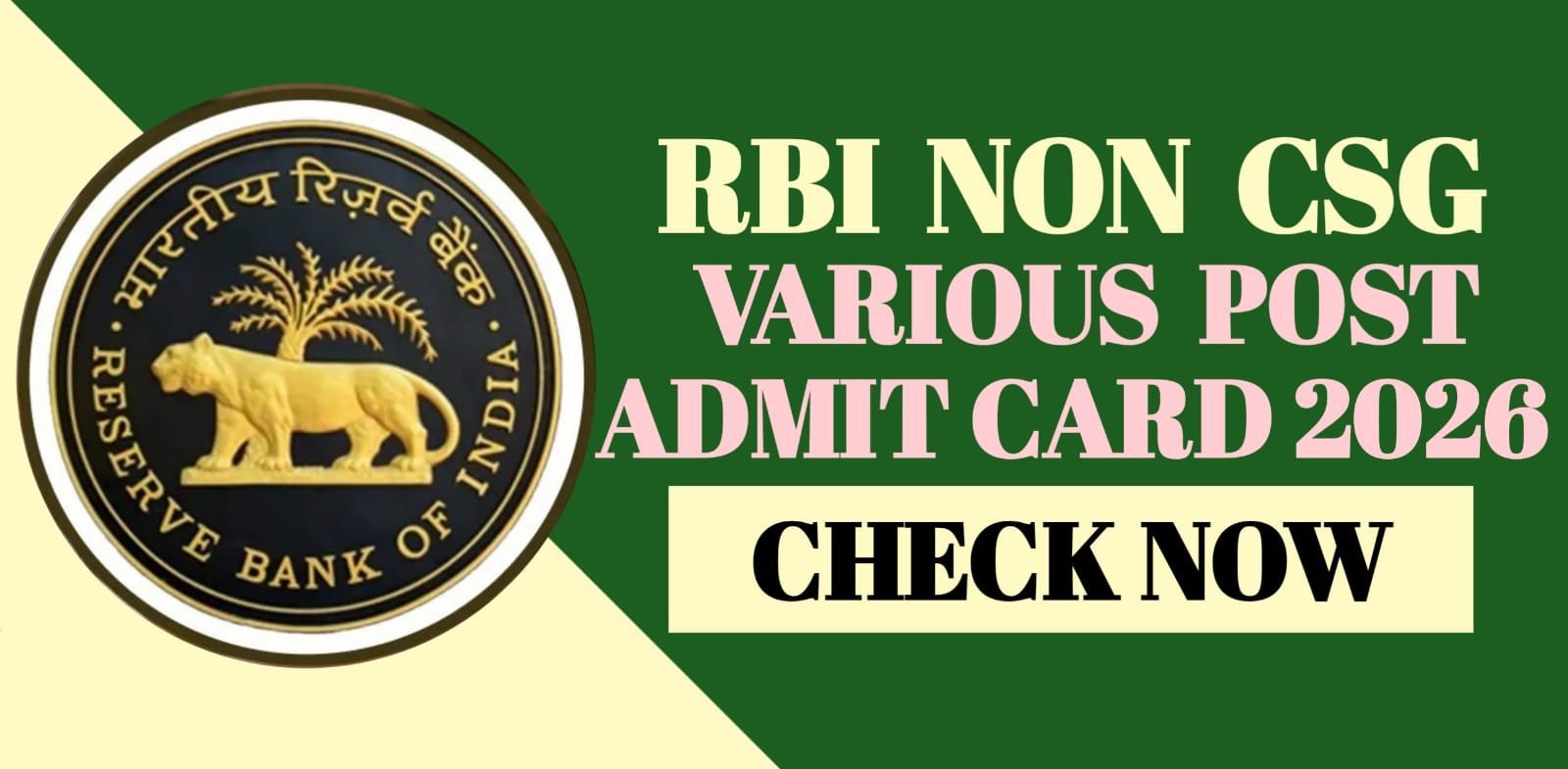 RBI Non CSG Various Post Admit Card 2026 