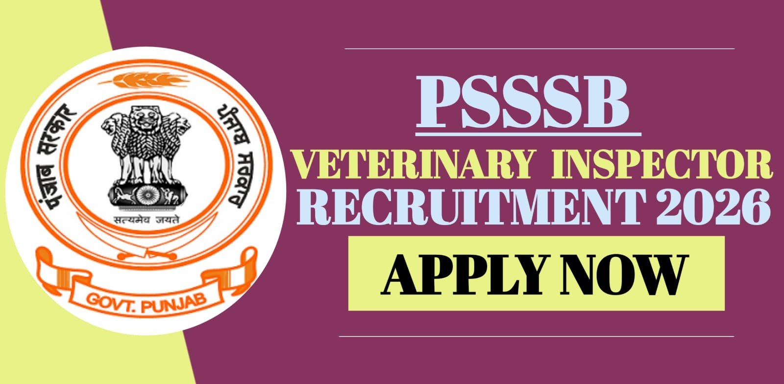 PSSSB Veterinary Inspector Recruitment 2026 | Apply