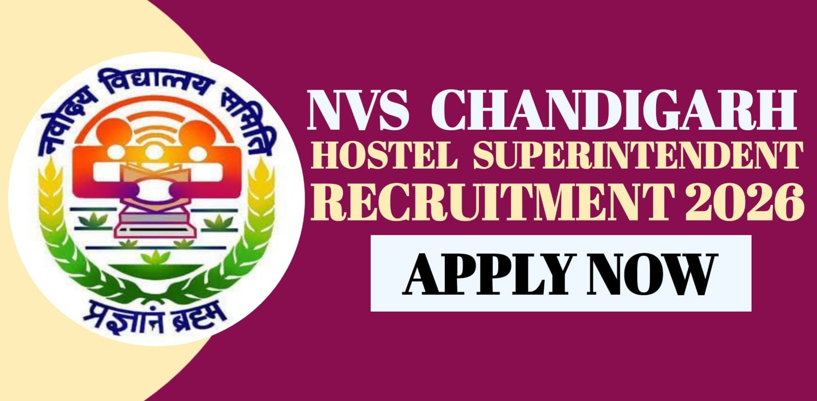 NVS Chandigarh Hostel Superintendent Recruitment 2026