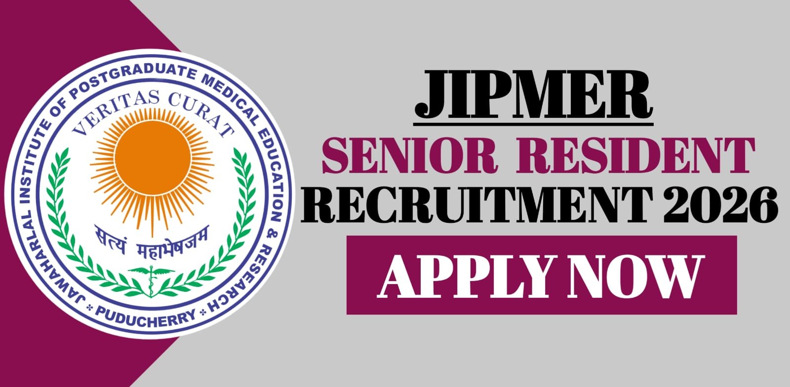 JIPMER Senior Resident Recruitment 2026