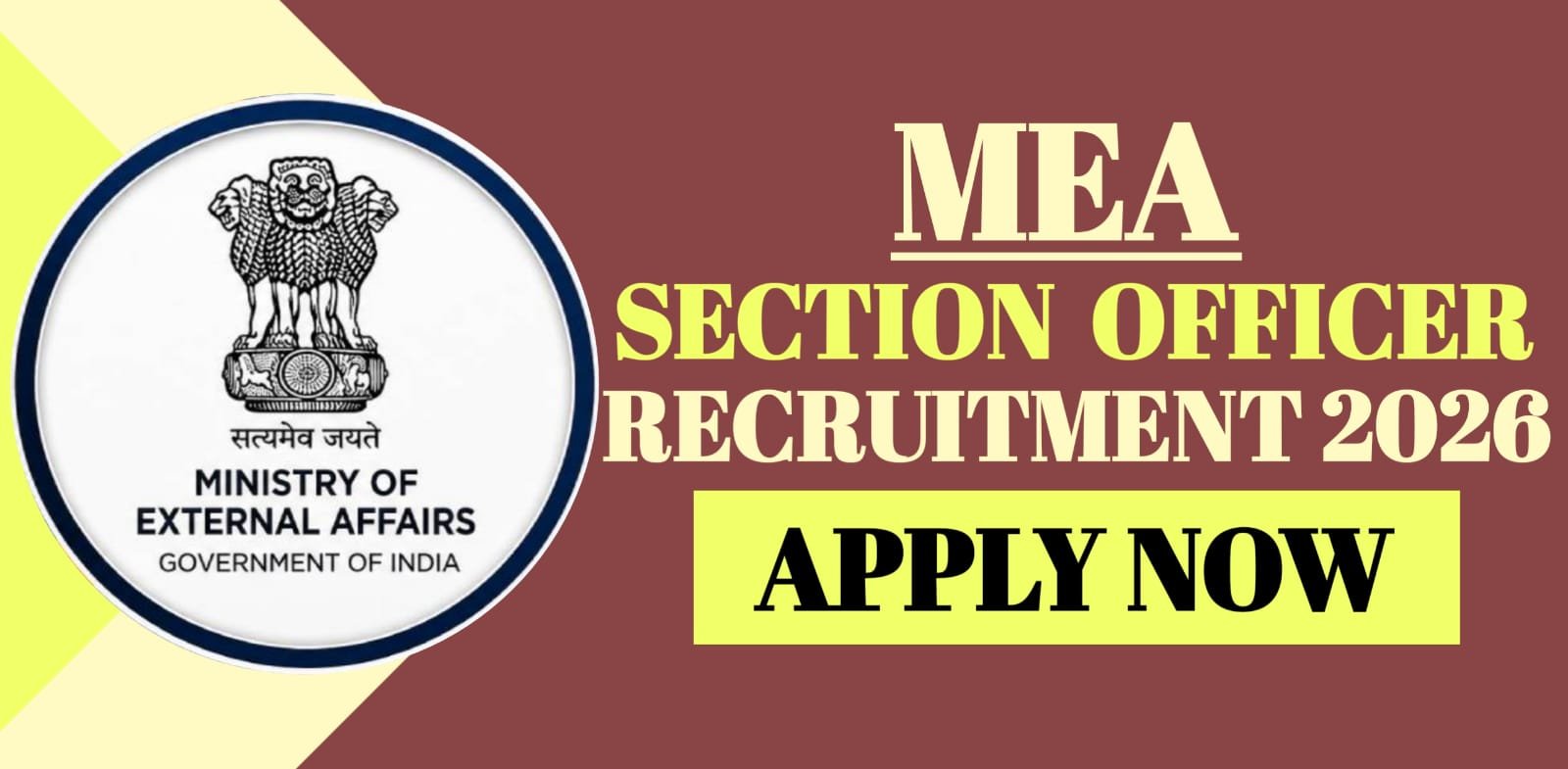 MEA Section Officer Recruitment 2026 
